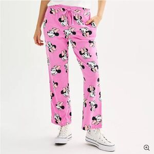 Disney Minnie Mouse Pull On Pants | LARGE Pink, Draw String, Lounge, Pajamas NEW